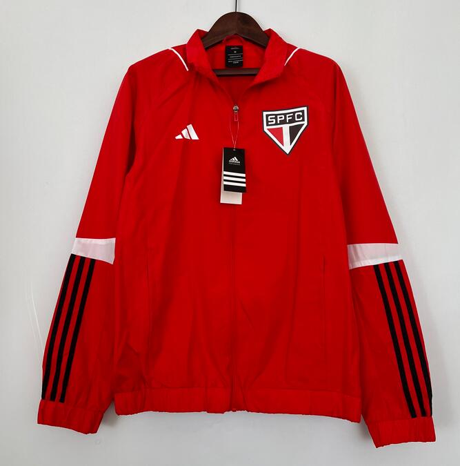 Sao Paulo Windbreaker Hoodie Jacket Red 2023/24